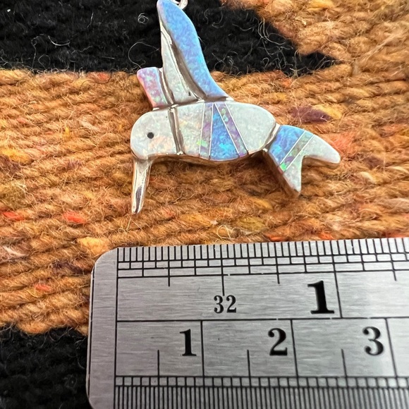 ❤️ Signed Zuni Opal Inlay Native American Sterling Hummingbird Earrings 9.2Gm - Picture 5 of 11
